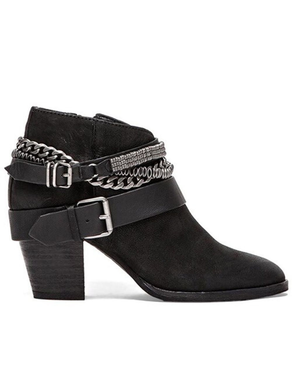 Dolce Vita Black Ankle Booties with Chain Trim